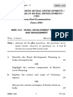 Master of Arts (Rural Development) / P.G. Diploma in Rural Development / CRD Term-End Examination June, 2021