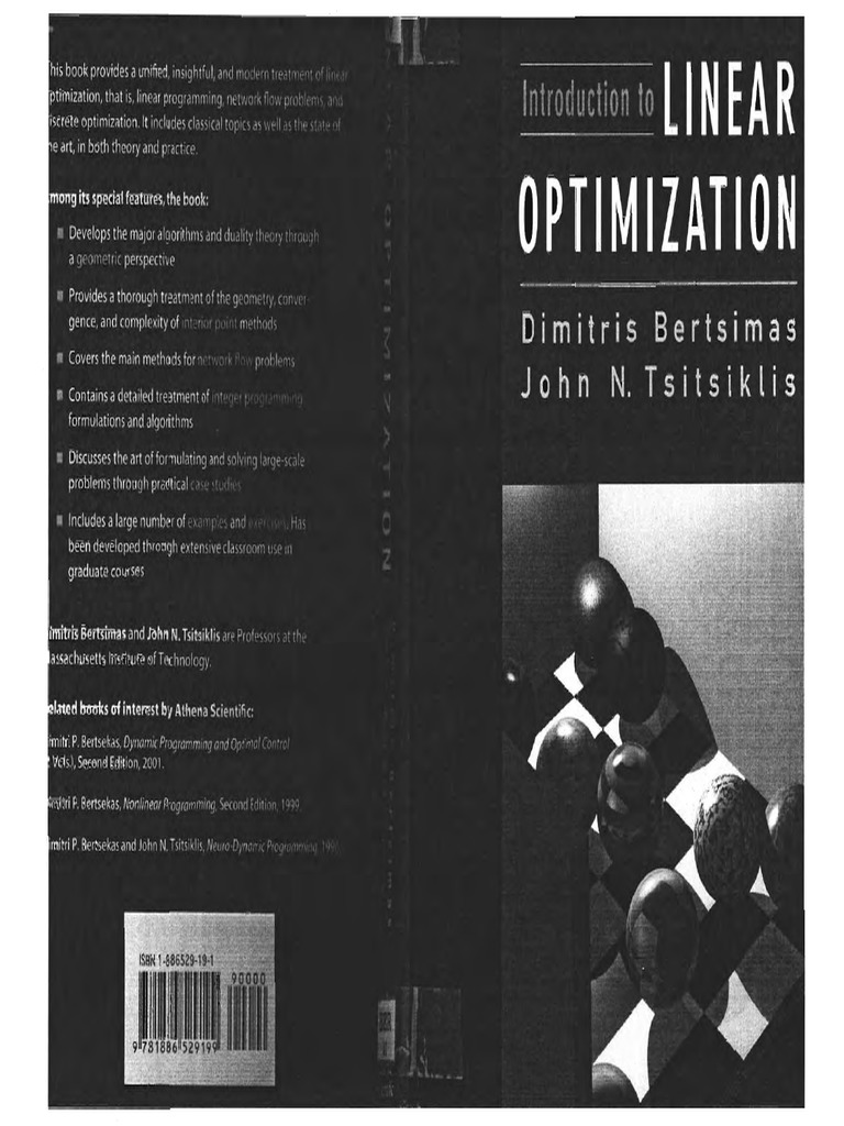 Bertsimas Tsitsiklis Introduction To Linear Optimization | PDF