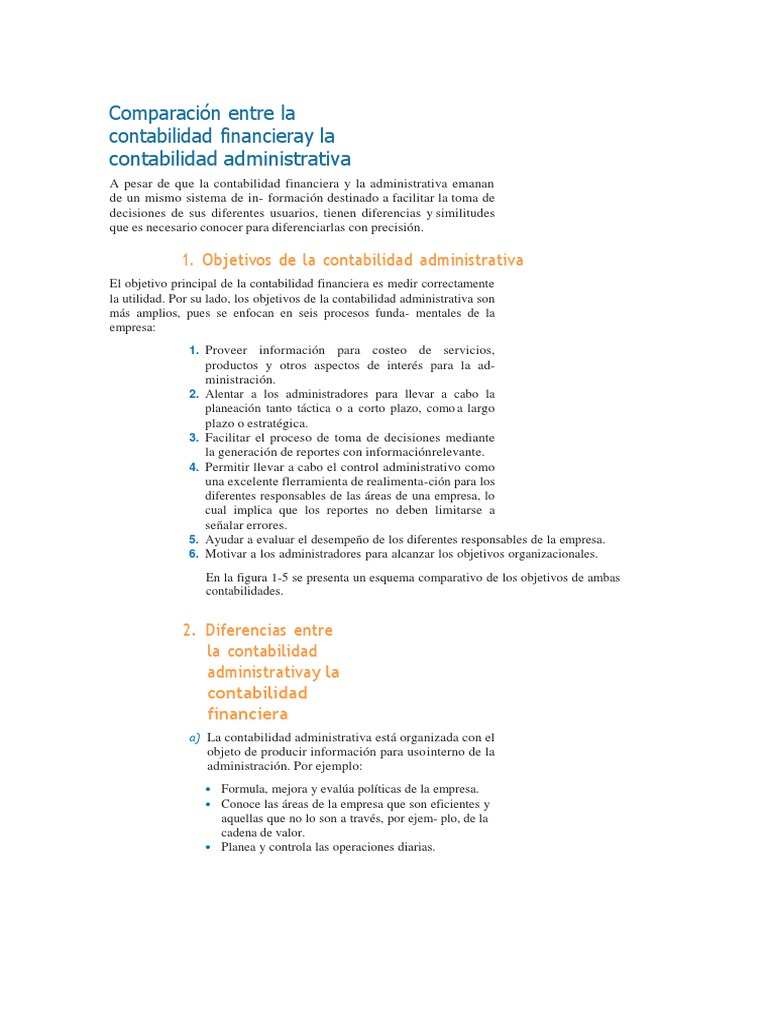Diferencias entre contabilidad financiera y administrativa | PDF ...