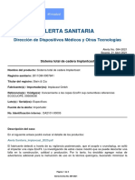 Alerta No - #084-2021 - Sistema Total de Cadera Implantcast