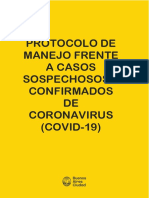 Protocolo de Manejo Frente A Casos Sospechosos y Confirmados de Coronavirus Buenos Aires Ciudad Version 51 1 de Febrero