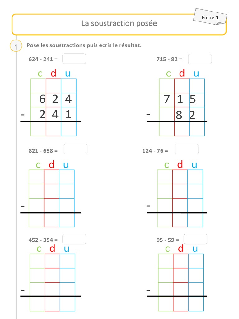 Fiches Soustractions Posées | PDF