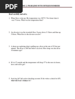 Class 7 Integers Word Problems Worksheet | PDF