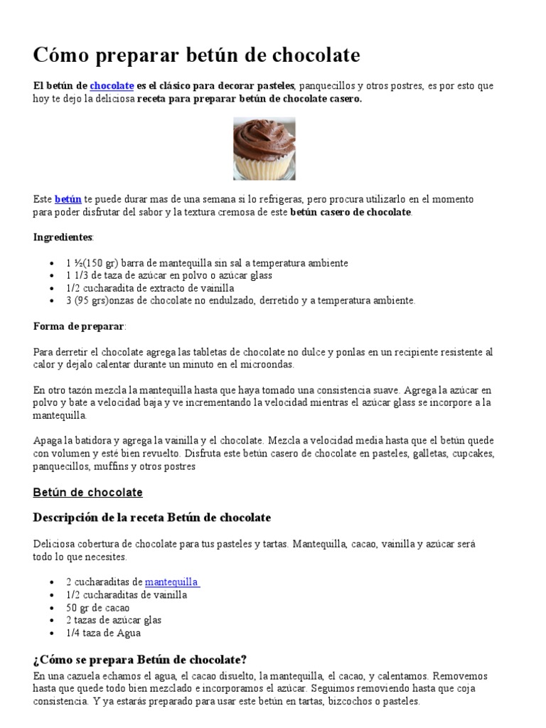 Cómo Preparar Betún de Chocolate | PDF