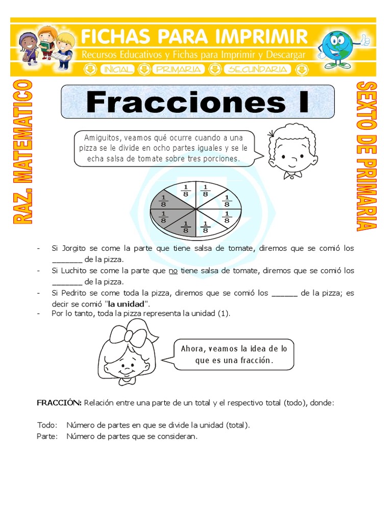 Ejercicios de Fracciones para Sexto Grado | PDF | Notación Matemática ...