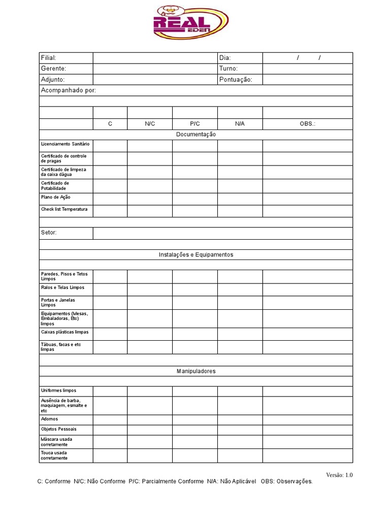 Checklist de Conformidade para Padarias | PDF | Processos industriais ...
