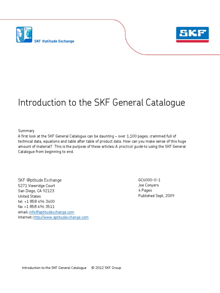 GC6000!0!1 Introduction To The SKF General Catalogue PDF Bearing