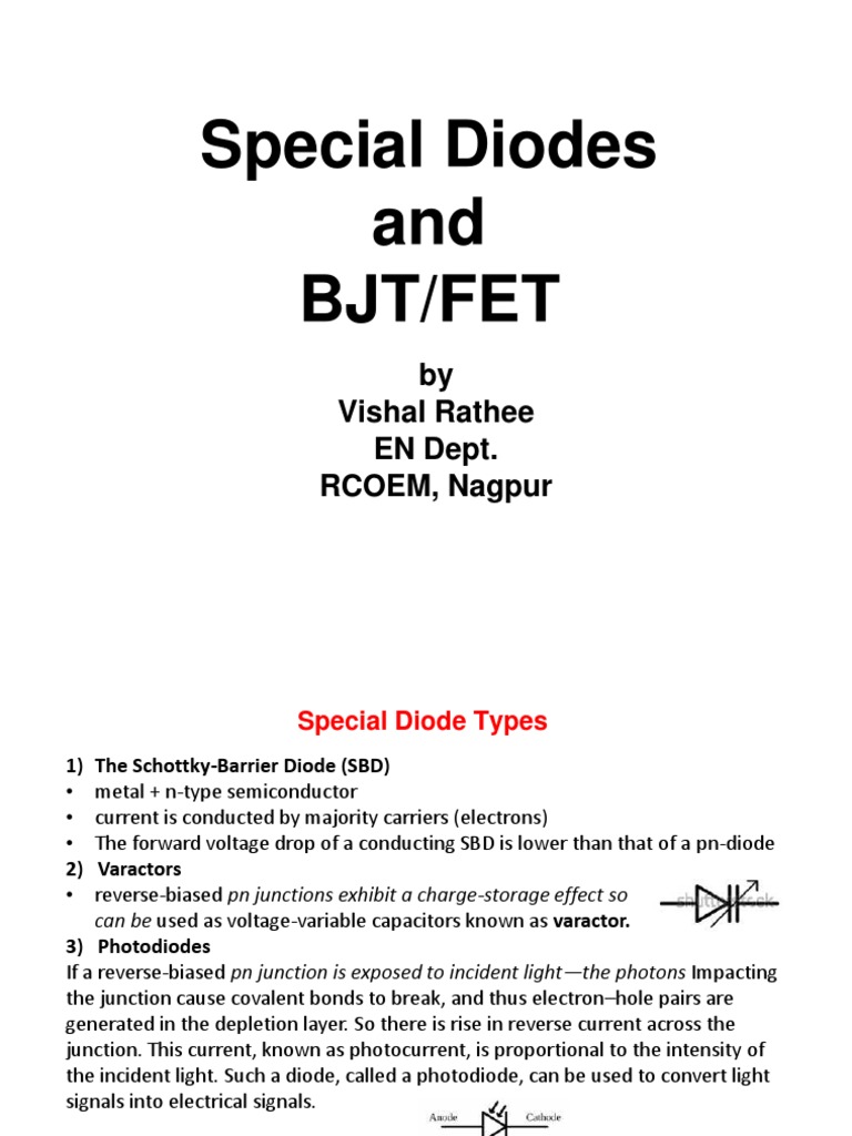 ENT251 Special Diodes and FET PDF Field Effect Transistor Bipolar