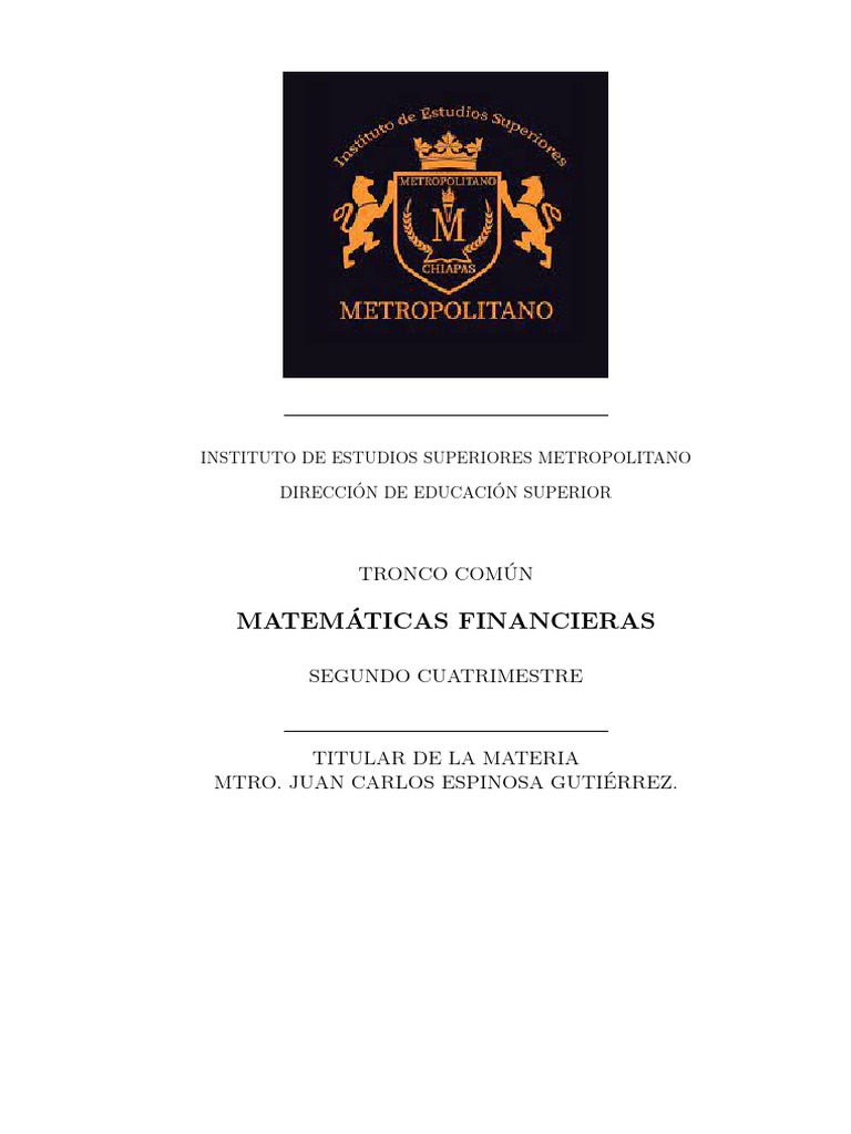Matemáticas Financieras | PDF | Logaritmo | Interés