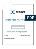 certifcate of attendance percision lubrication for centrifugal compressor