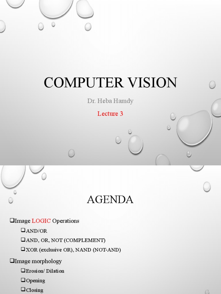 Computer Vision Dr. Heba Hamdy PDF Multidimensional Signal Processing Computer Vision