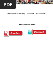 History and Philosophy of Science Lecture Notes