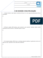 Atividade de Matematica Problemas de Divisao e Multiplicacao 4 Ano e 5 Ano