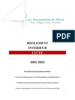 Règlement Interieur: Lycee