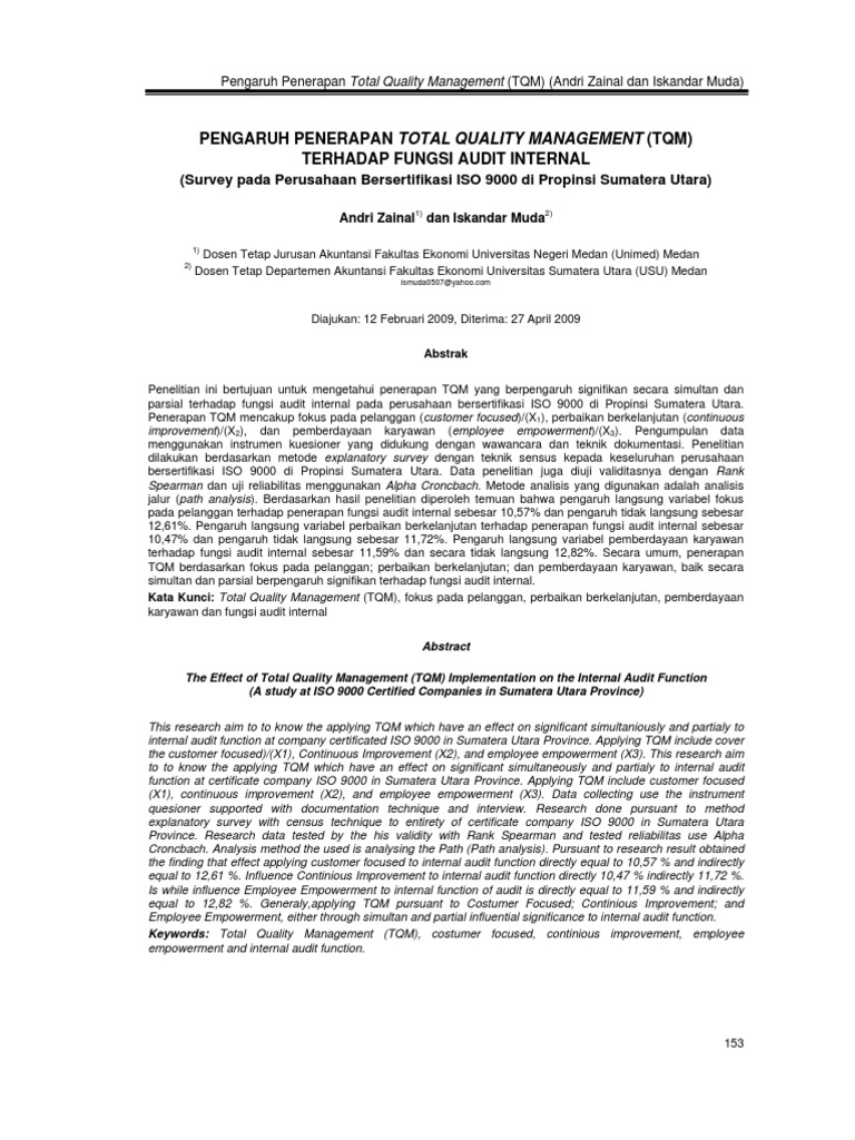 Jurnal Pengaruh Penerapan Total Quality Management