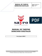 Tarifas Sayco Derechos Digitales