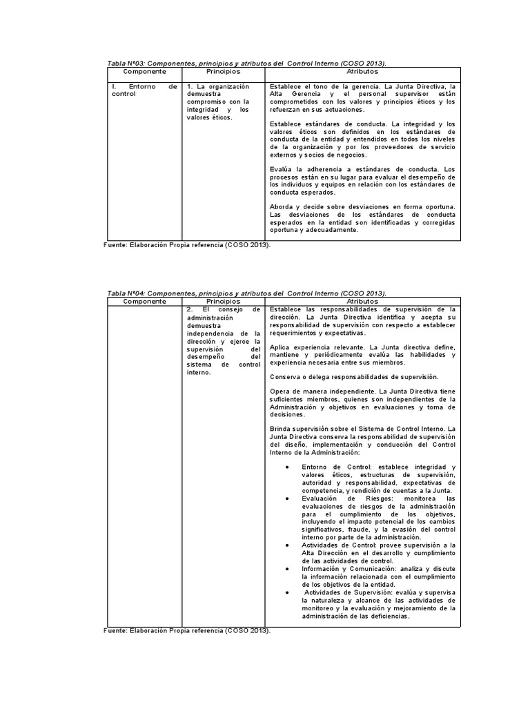 Control Interno COSO 2013: Componentes y Principios | PDF | Riesgo ...