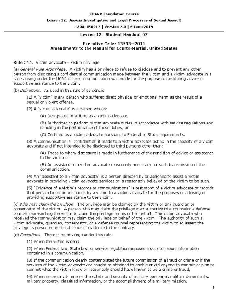 Lesson 12 Student Handout 07 Executive Order 135932011 Amendments To