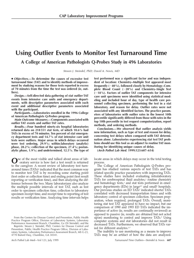 Analyzing Lab Test Turnaround Outliers | PDF | Outlier | Statistics