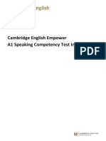Cambridge English Empower A1 Speaking Competency Test Instructions