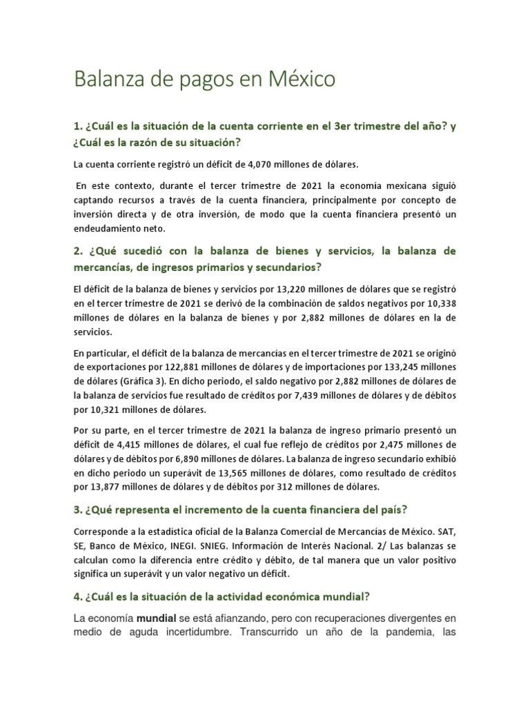 Déficit y Balanza de Pagos en México | PDF | Balance de pagos | Economias