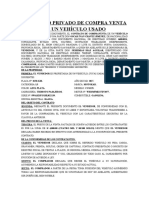 Contrato Privado de Compra Venta de Un Vehículo Usado