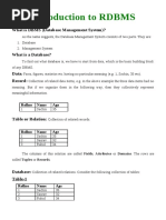 Introduction To RDBMS