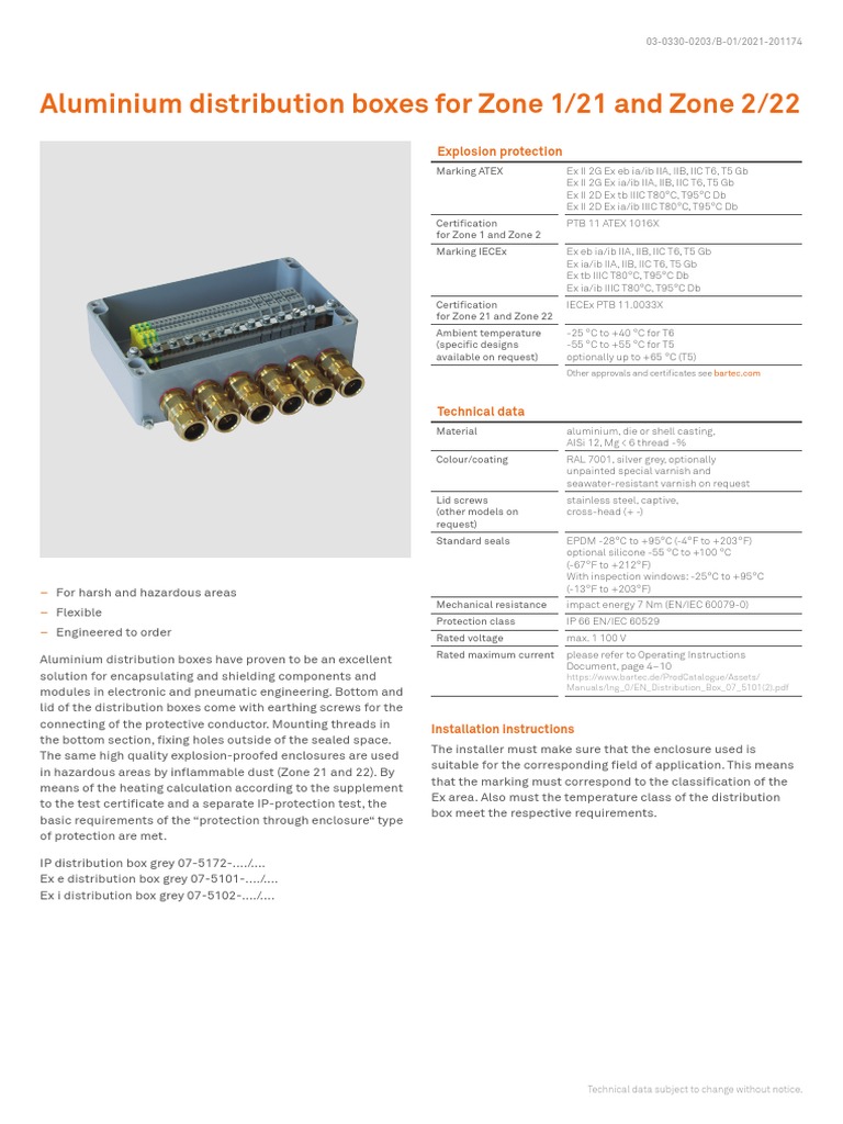 Aluminium Distribution Boxes For Zone 1-21 and Zone 2-22 | PDF ...