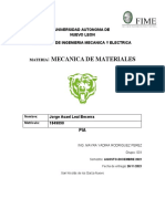 Mecanica de Materiales: Universidad Autonoma de Nuevo Leon Facultad de Ingenieria Mecanica Y Electrica