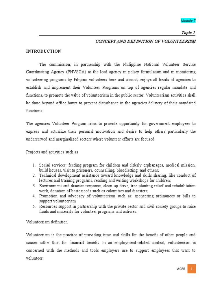 Module 7 Volunteerism Isu A 1 | PDF | Volunteering | Adolescence