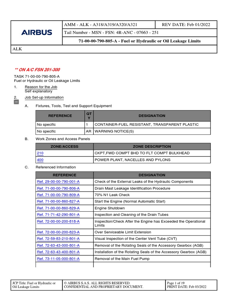 A320 NE0 Fuel or Hydraulic or Oil Leakage Limits PDF Manufactured