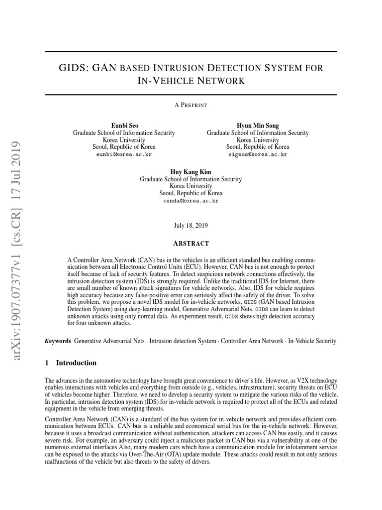 Gids Gan Based Intrusion Detection System For | PDF | Deep Learning ...