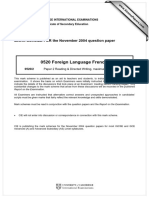 0520 Foreign Language French: MARK SCHEME FOR The November 2004 Question Paper