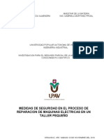 Medidas de Seguridad en El Proceso de Reparacion de Maquinas Electricas en Un Taller Pequeño