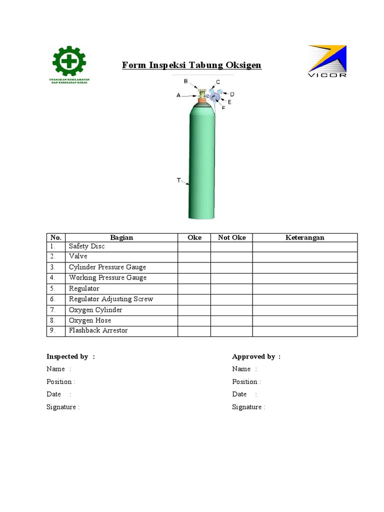 Oxygen Cylinder Inspection Checklist | PDF