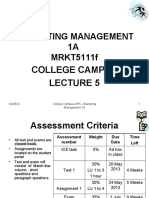 Marketing Management 1A MRKT5111f: College Campus