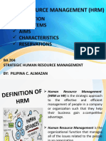 Definition HR Systems Aims Characteristics Reservations