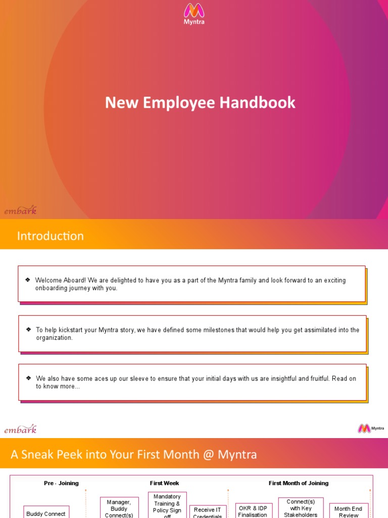 Myntra New Employee Onboarding Guide | PDF | Business