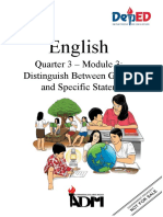 English4 q3 Mod3 Distinguish Between General and Specific Statement