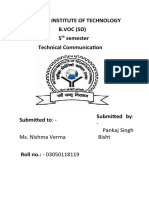 B.Voc (SD) 5: Integrated Institute of Technology Semester Technical Communication