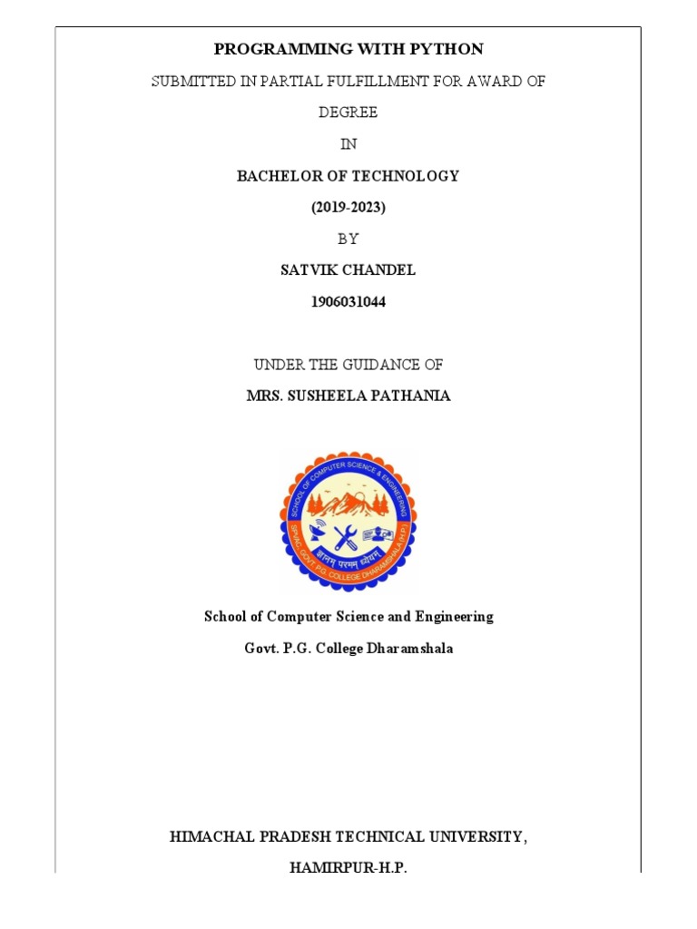 Project Report | PDF | Python (Programming Language) | Computer Programming