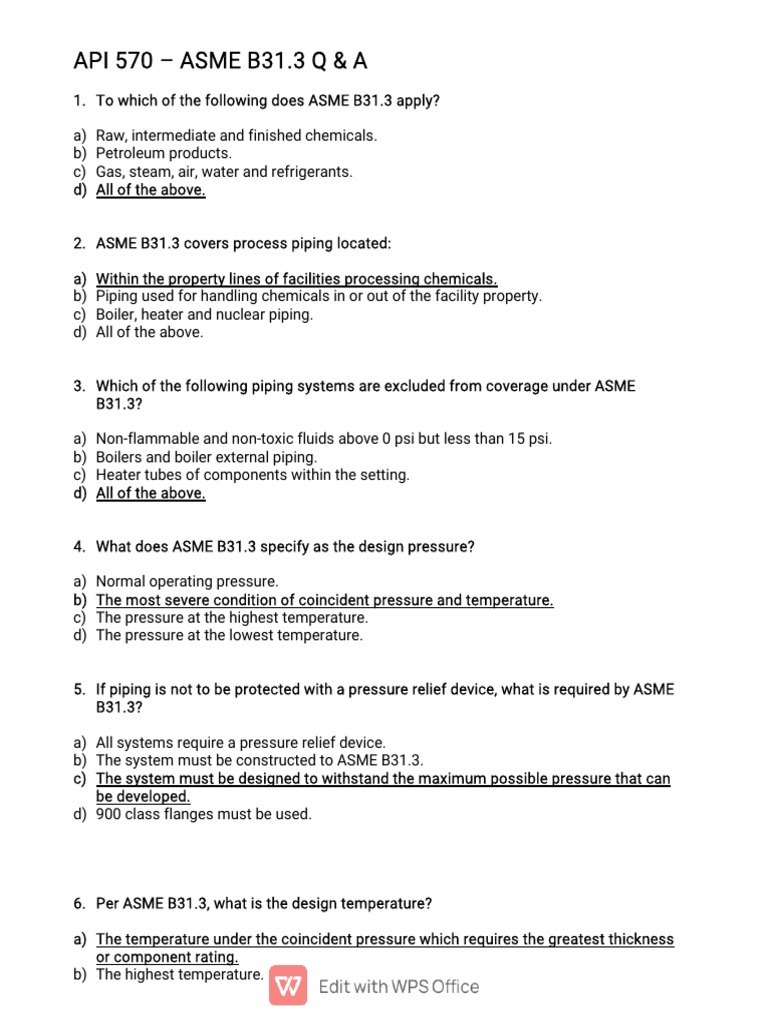 ASME B31.3 Process Piping Q&A Guide | PDF