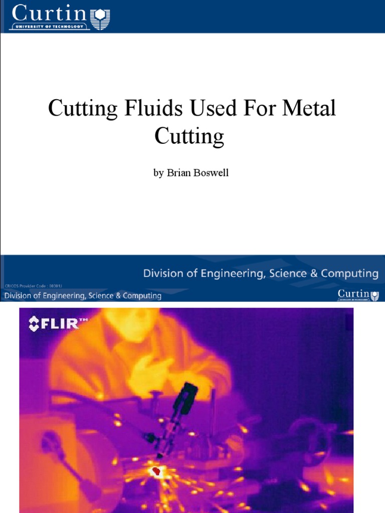 Cutting Fluids Used For Metal Cutting by Brian Boswell PDF Coolant