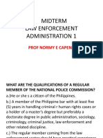 Midterm Law Enforcement Administration 1: Prof Normy E Capena