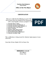 Certification: Vice Mayor Davao City