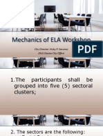 Mechanics of ELA Workshop: City Director Vicky P. Sarcena DILG Davao City Office
