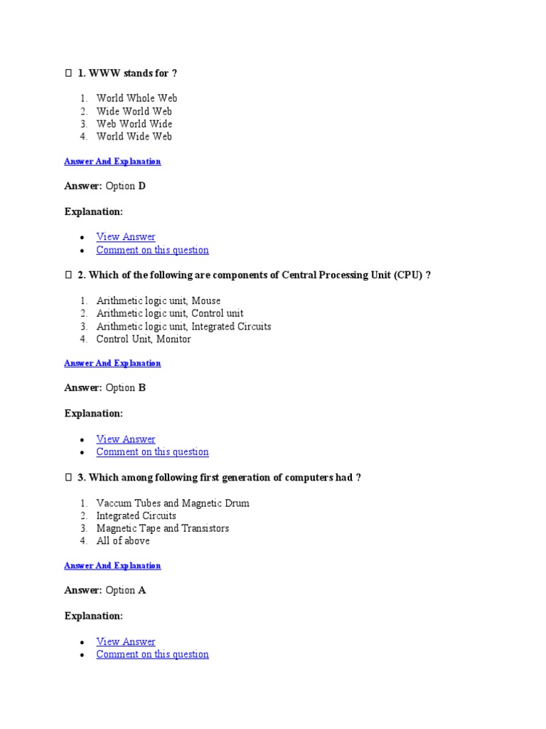 Basic Computer Questions | PDF | Computer Data Storage | Random Access ...