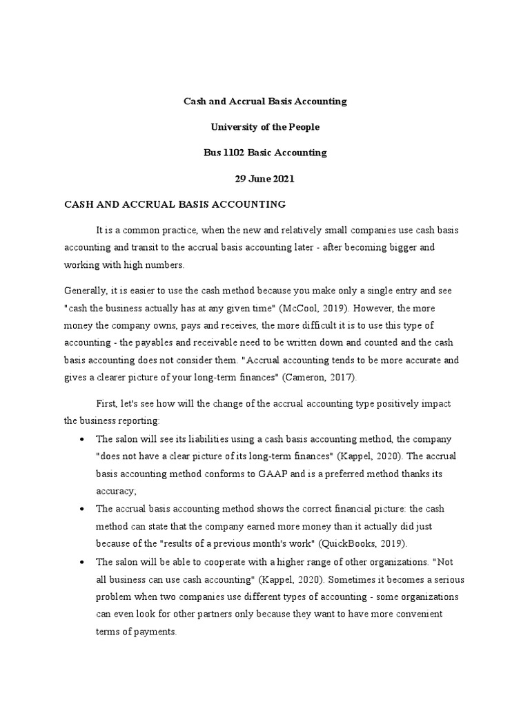 Cash and Accrual Basis Accounting | PDF | Finance & Money Management
