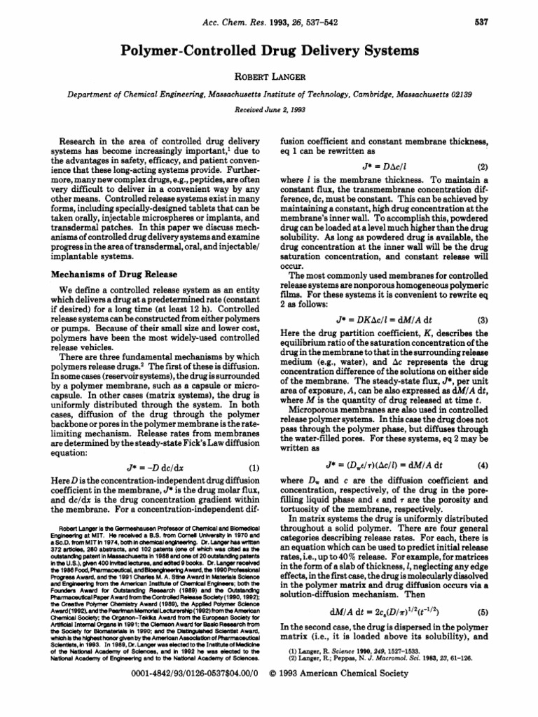 Polymer-Based Drug Delivery Systems | PDF | Polymers | Chemical Substances