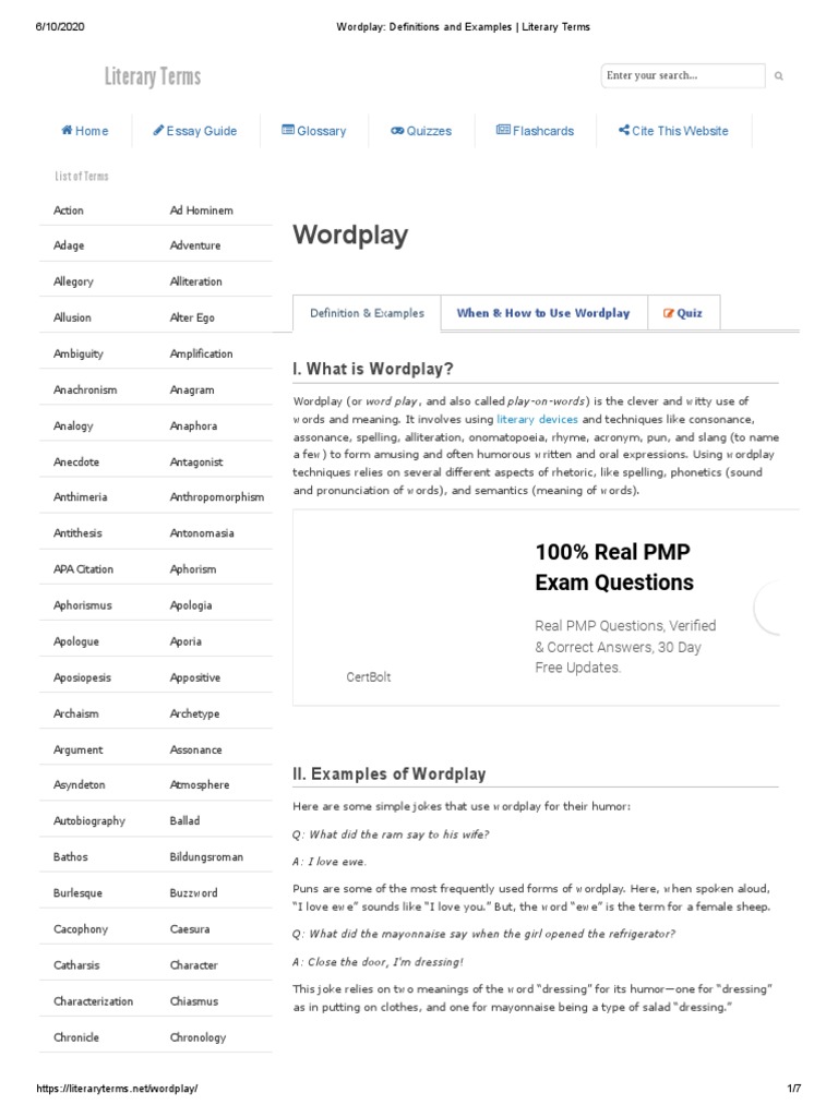 Types Of Wordplay, With Definitions And Examples – HOMW